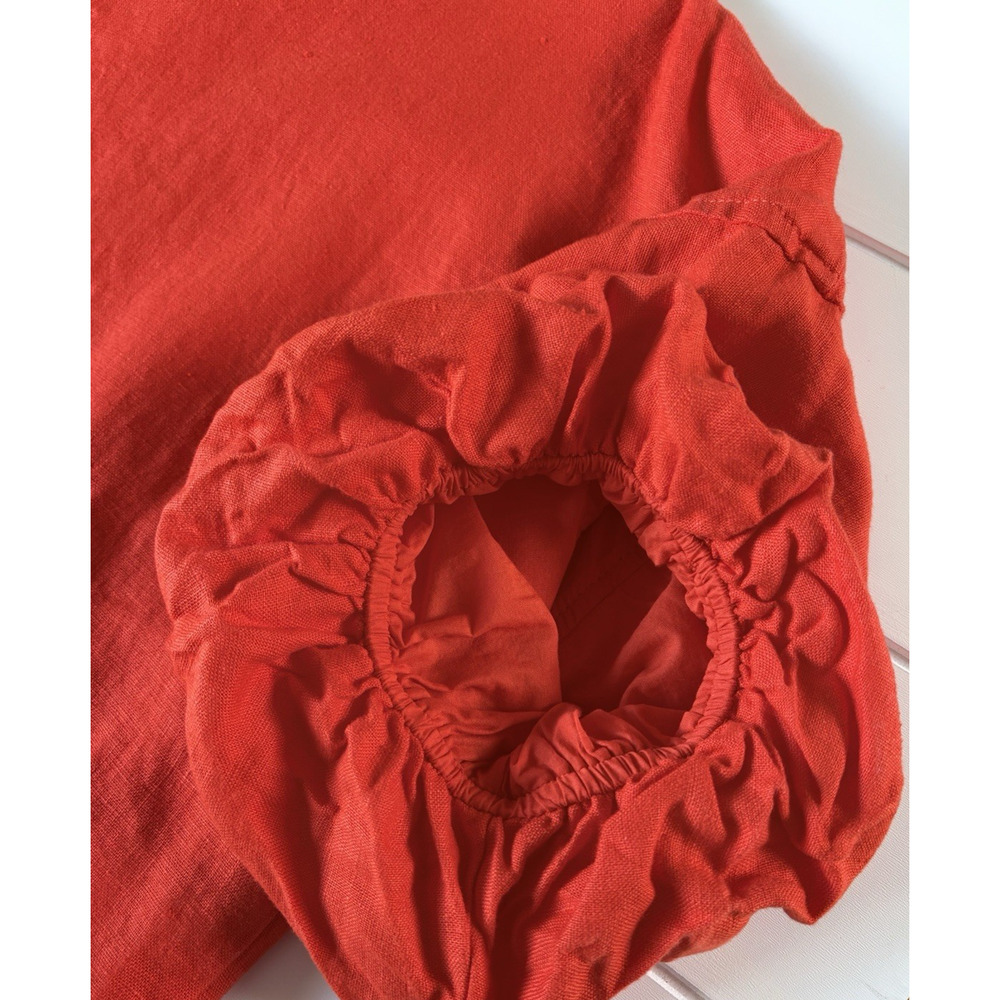 Banana Republic Colette Linen Dress Oversized Lined Red/Orange Puff Sleeve S - Picture 7 of 16